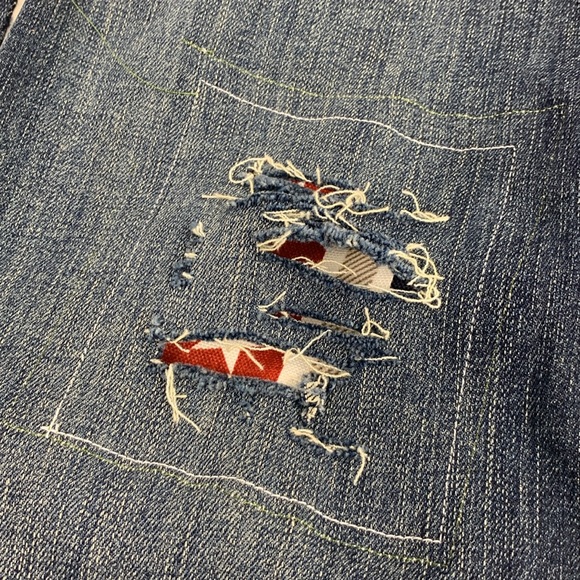 Silver Jeans Custom Modified USA America Distressed Straight Jeans Patches Sz 28 - Picture 10 of 16
